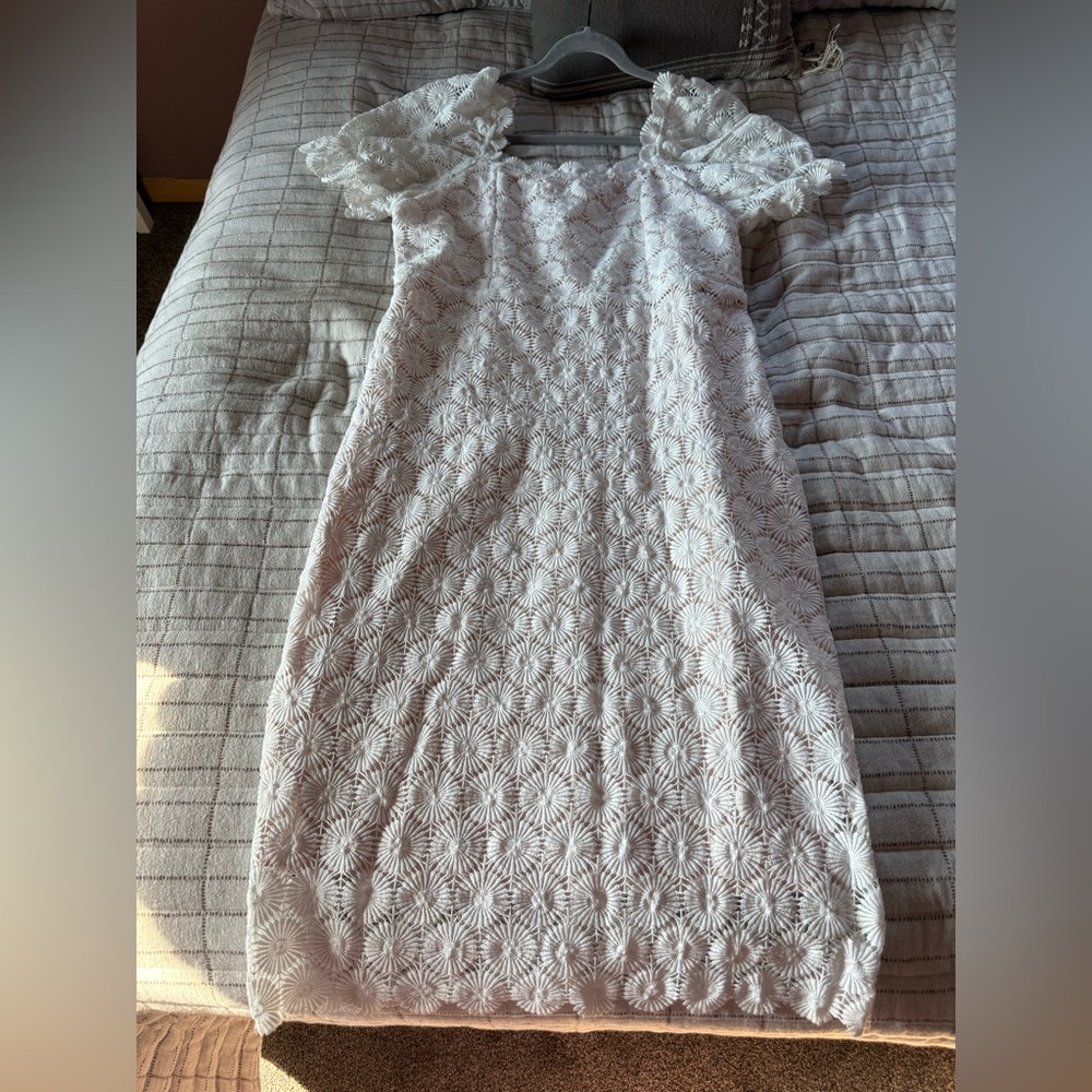 Amazon White Lace Midi Dress